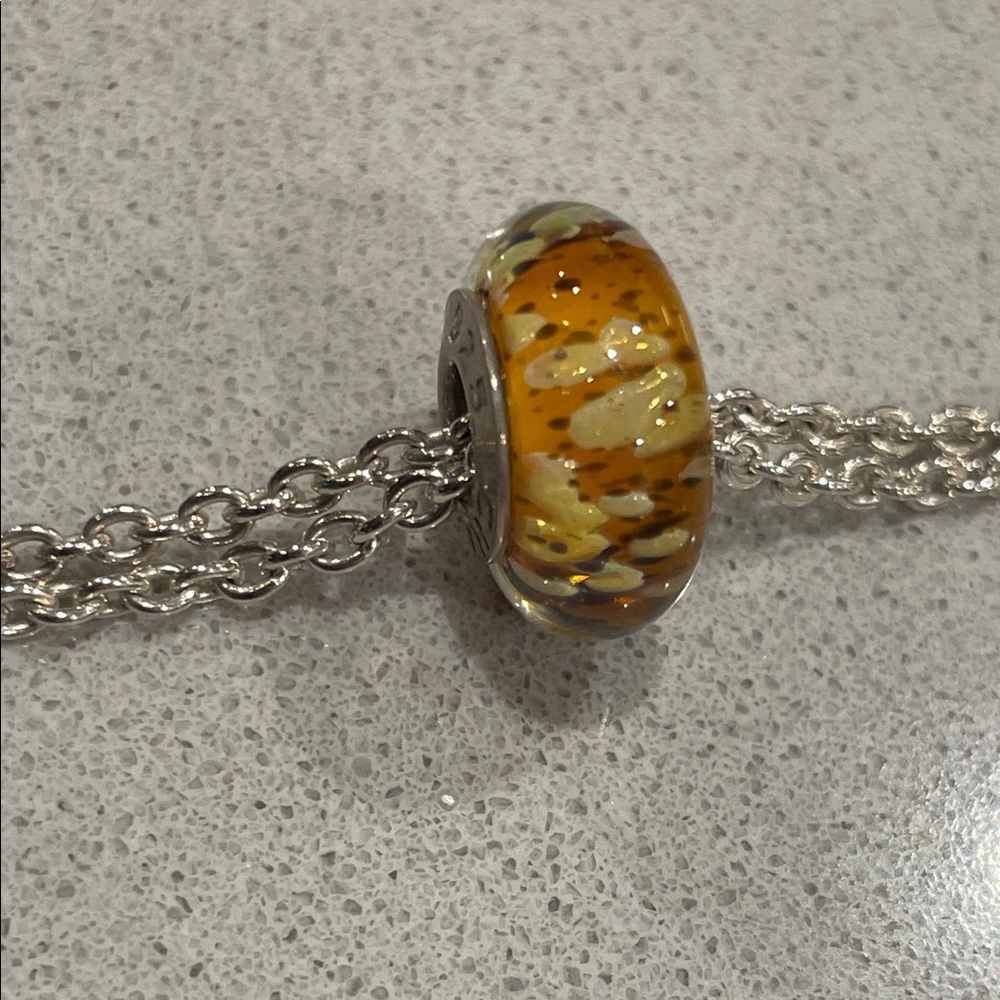 Chamilia Orange Yellow Tan Charm Bead